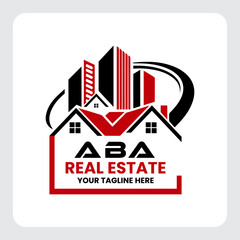 Obraz premium Letter ABA building vector, ABA initial construction. ABA real estate. ABA home letter logo design, ABA real estate Logo , Style home logo 