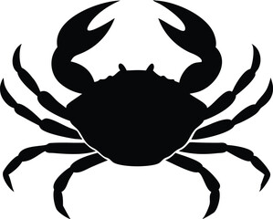 Stylized black crab silhouette vector illustration perfect for sea life and marine design