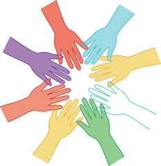 Diverse Hands United in a Circle - Teamwork and Community