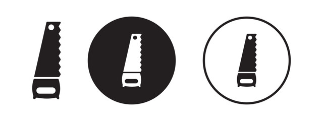 Hand saw icon set in black and white

