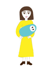 a mother holds her baby in her arms 