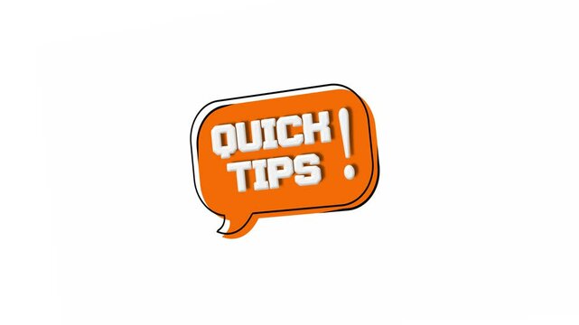 Animated Yellow Speech Bubble with 'Quick Tips' Text, Megaphone Icon, 4K Motion Graphics