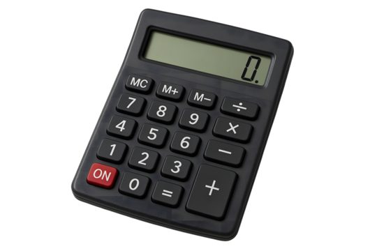 black calculator isolated on white