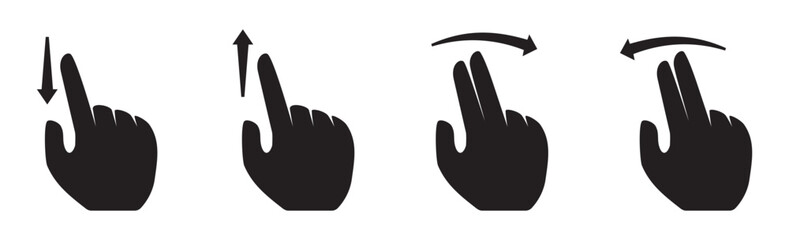 Gesture hand icon. Smartphone, sign fingers touch, click, zoom, rotate, tap display. Gesture Touch symbol. Vector illustration eps 10