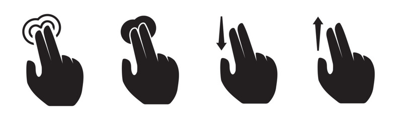 Gesture hand icon. Smartphone, sign fingers touch, click, zoom, rotate, tap display. Gesture Touch symbol. Vector illustration eps 10