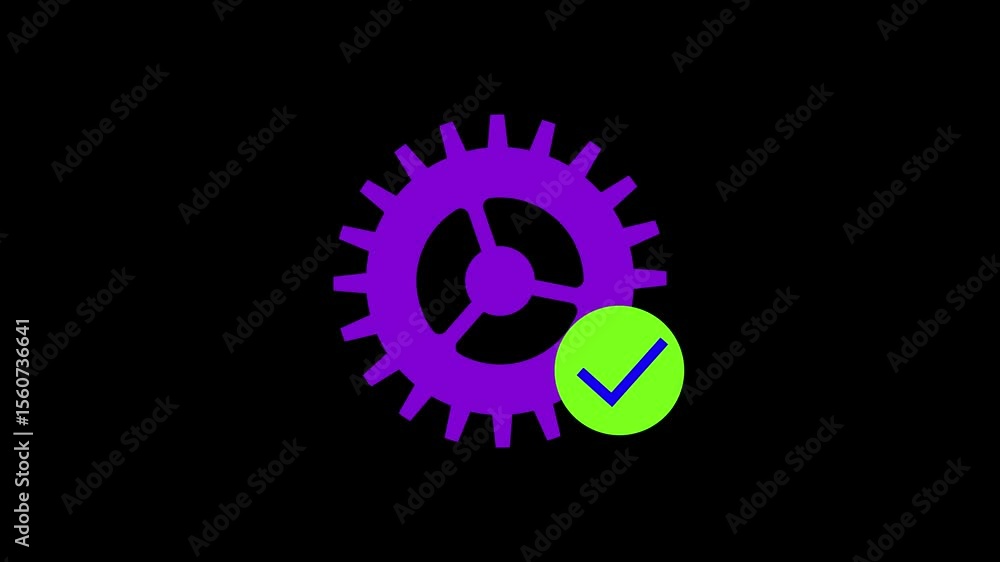 Poster setting symbol or cogs with success, representing machinery and teamwork