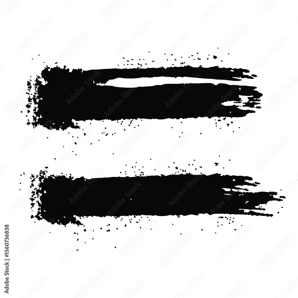 Poster abstract black brush strokes textured elements for graphic design projects