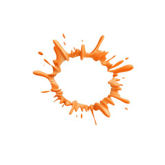 Vibrant orange paint splash in circular motion on black background