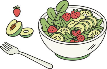 Healthy Eating Habit Illustration Set Featuring Fruits Vegetables and Balanced Meals. Clean and Colorful Healthy Eating Concepts with Food Groups and Lifestyle Elements. Wellness and Healthy Eating