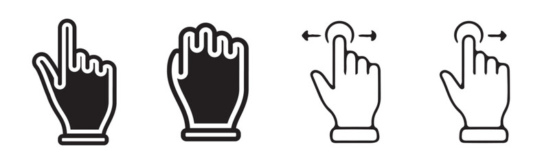 Black finger touch screen gesture vector. Swipe up icon. Outline symbol. Vector eps 10