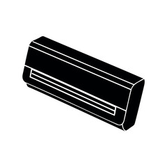 Black and white minimalist illustration of an air conditioning unit with linear detail