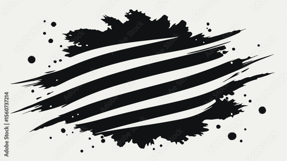Poster abstract black brush strokes with transparency on a white background design element