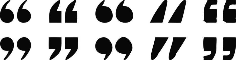 Quote mark collection. Quotation icon set. Vector illustration and transparent png. 
