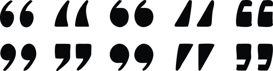 Quote mark collection. Quotation icon set. Vector illustration and transparent png. 