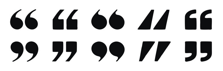 Quote mark collection. Quotation icon set. Vector illustration and transparent png. 