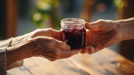 Sharing homemade jam between generations in a warm family setting,International Can-It Forward Day