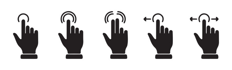 Finger touch screen gesture vector. Swipe up icon. Touch, tap, click icons in flat style. Vector eps 10