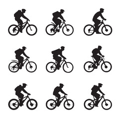 Obraz premium biking silhouette set, Black & White silhouette set