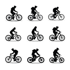 Fototapeta premium biking silhouette set, Black & White silhouette set