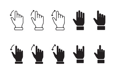 Swipe left right icon. Cursor and hand gesture icons set. Gesture Touch symbol. Vector illustration eps 10