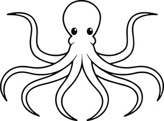 A simple outline illustration of an octopus perfect for educational purposes and design projects