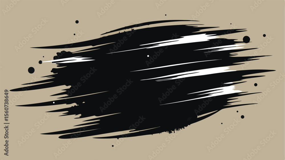 Poster abstract black brushstroke texture with transparency for versatile design projects