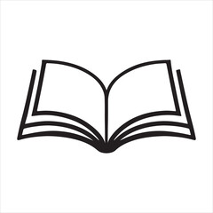 Simple Black and White Open Book Illustration for Educational Content and Reading Promotion with Minimalist Design