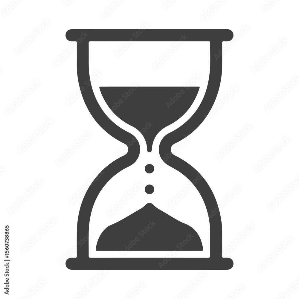Poster monochromatic sand timer depicting the concept of time and deadlines with elegant simplicity and cla