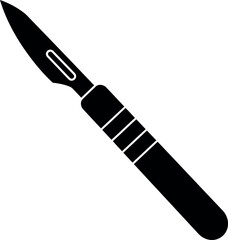 Medical Scalpel Silhouette Icon - Surgery & Healthcare Tool