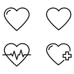 Assortment of Heart Icons Representing Health and Wellness Concepts Including Love Vitality First Aid and Cardiac Health