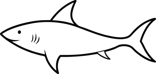 Fototapeta premium Simple illustration of a shark cartoon design drawn in a black and white style
