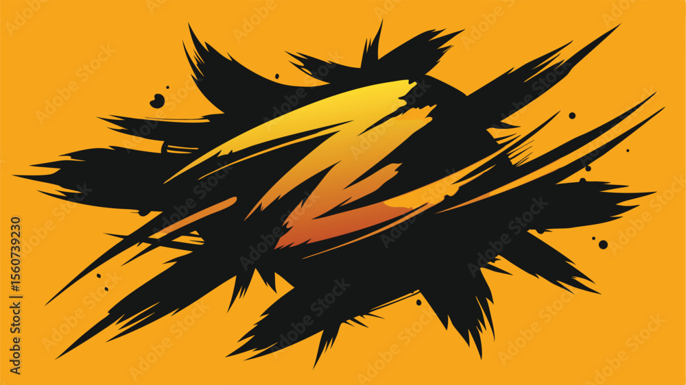 Poster abstract black burst with central gradient shape perfect for design projects