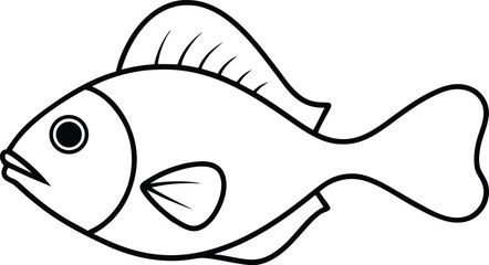 Simple outlined fish illustration suitable for coloring books and educational projects