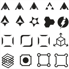 Geometric Power Icons of Form & Function, Modern Tech Icons Futuristic UI Glyphs Collection Vector Essentials Abstract