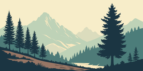 winter landscape with mountains