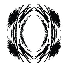 Abstract black ink blot design on white background with a transparent effect