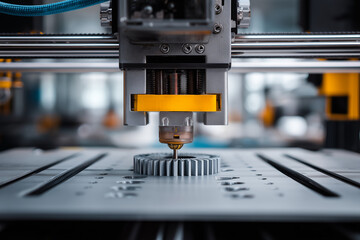 Industrial 3D Printer Creating Mechanical Parts