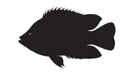 Obraz premium Black silhouette of a fish isolated on a white background graphic design