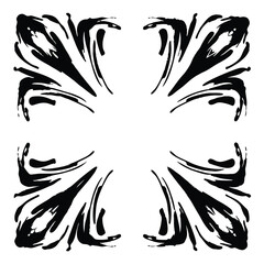 Obraz premium Abstract black ink splash design on white background with transparent elements