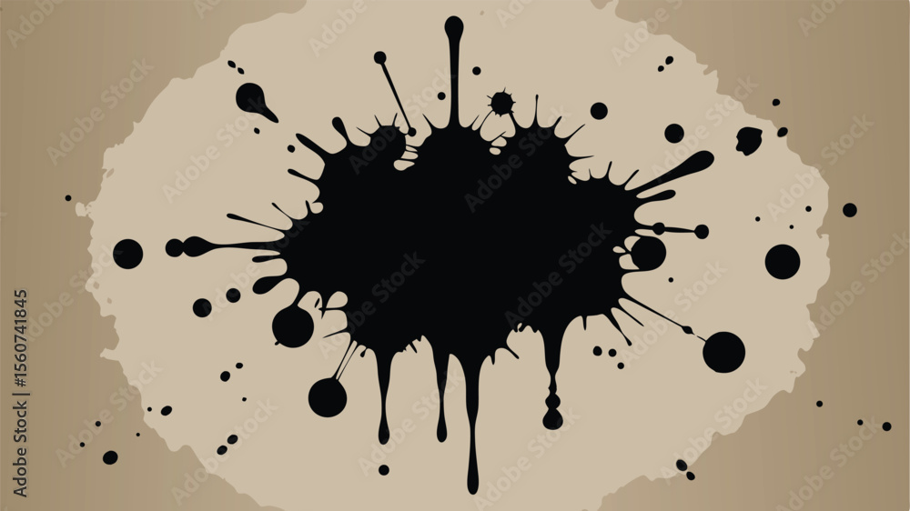Poster abstract black ink splatter and drips graphic with transparency for design