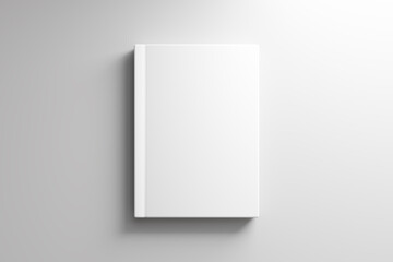Blank book cover mock up on white background. View directly above. mock up, 3d render