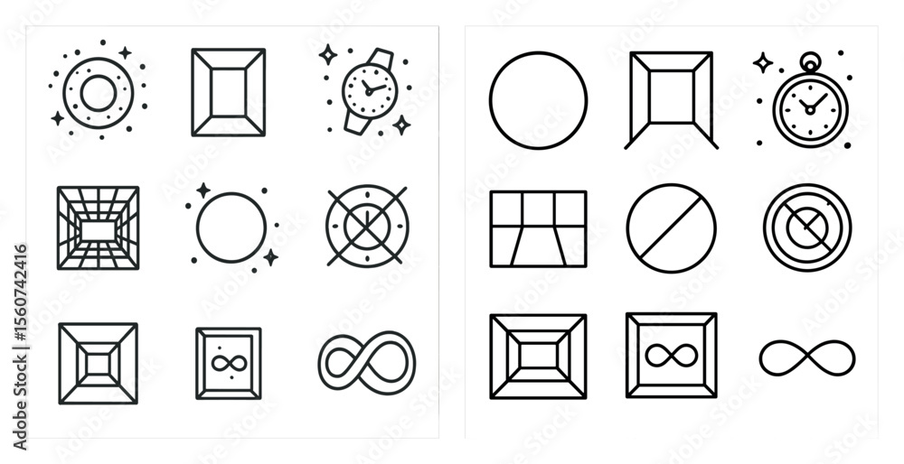Poster the image is a collection of various shapes and symbols, including a square, a diamond, a circle, an