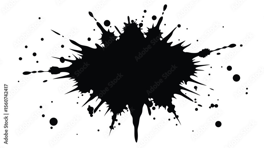 Poster abstract black ink splatter graphic with transparency perfect for design projects