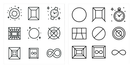 The image is a collection of various shapes and symbols, including a square, a diamond, a circle, and a triangle. The shapes are arranged in a grid, with some overlapping and others standing alone