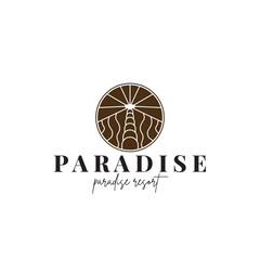 beach resort palm tree logo icon vector illustration template design