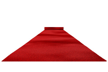 Long  red carpet perspective isolated on white background. Exclusive event, gala, ceremony, awards concept. 3d render
