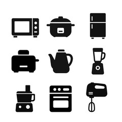 キッチン家電のシルエットアイコンセット｜Kitchen Appliance Silhouette Icon Set