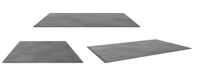 Set of gray carpet fur isolated on white background, 3d render