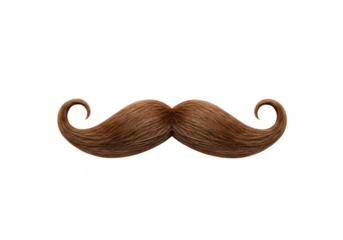 Brown handlebar moustache isolated on transparent background