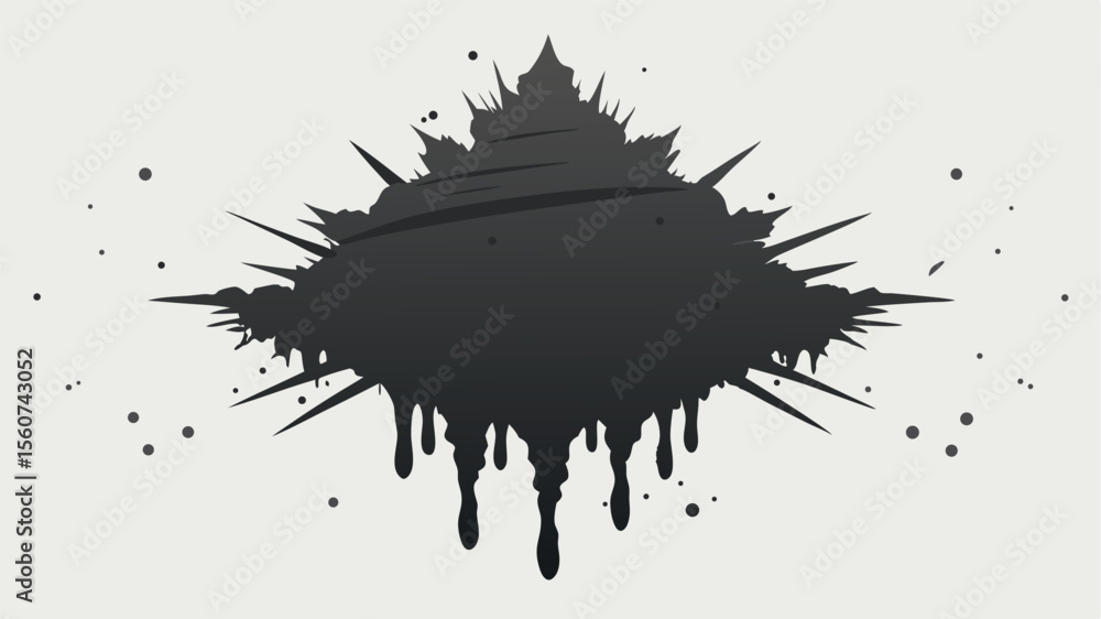 Poster abstract black ink splatter with drips and dots suitable for various design concepts
